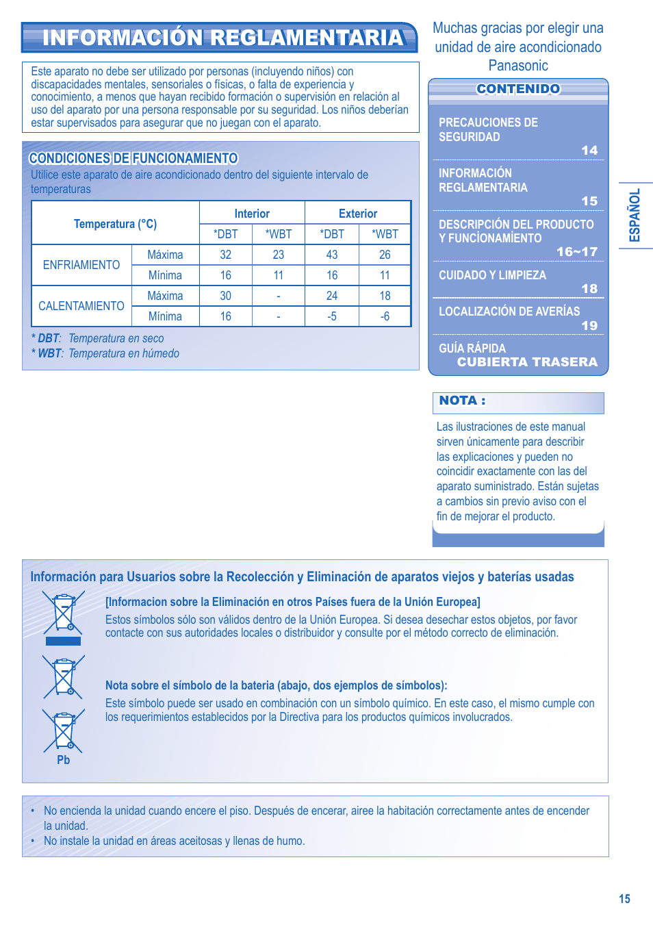 Información reglamentaria | Panasonic CS-A28JKD User Manual | Page 15 / 44