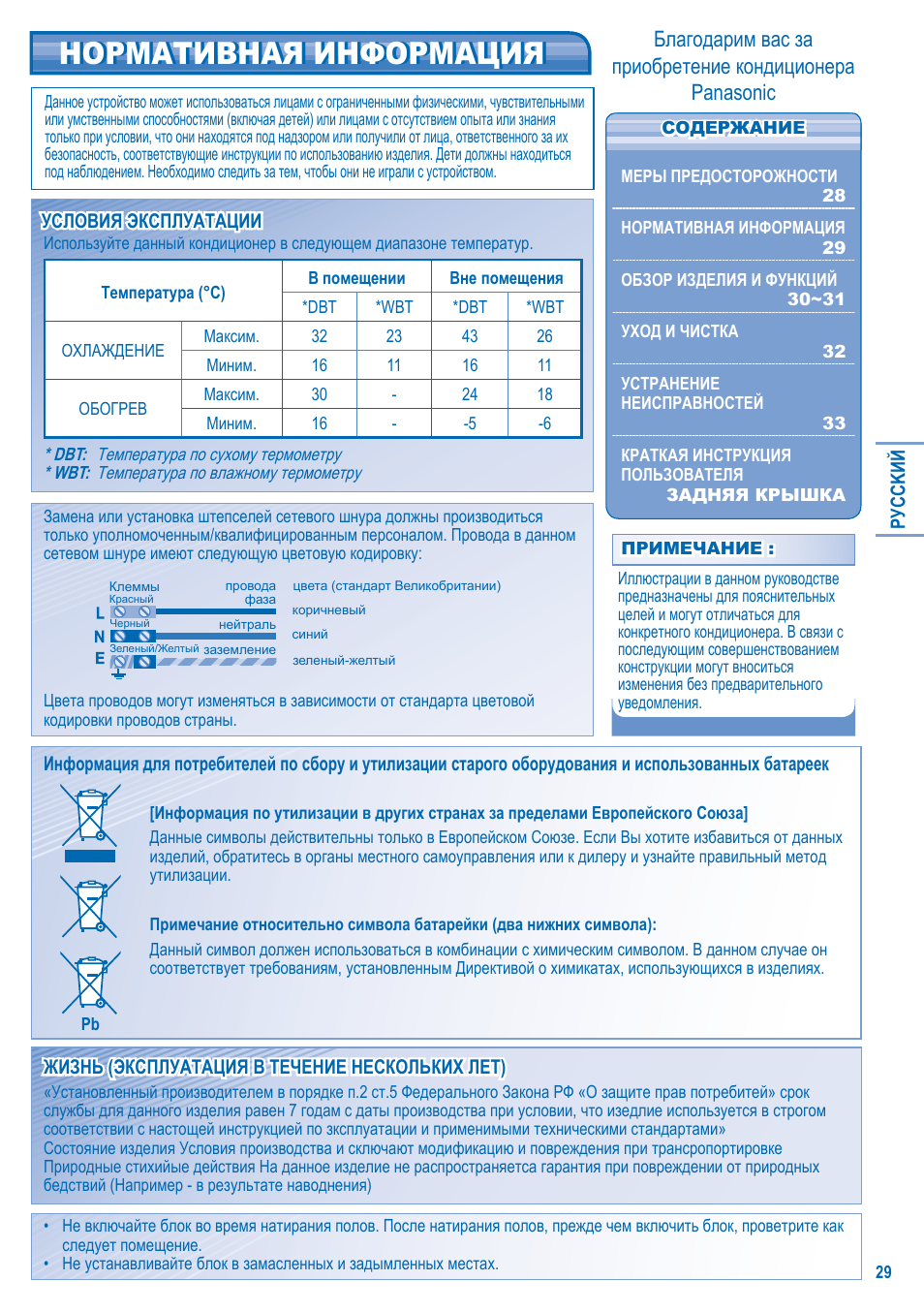 Нормативная информация | Panasonic CS-A9JKD User Manual | Page 29 / 44
