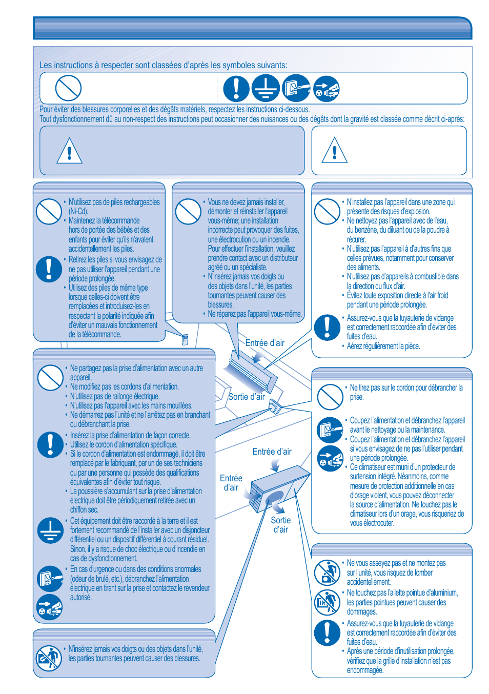 Consignes de sécurité | Panasonic CS-A9JKD User Manual | Page 8 / 44