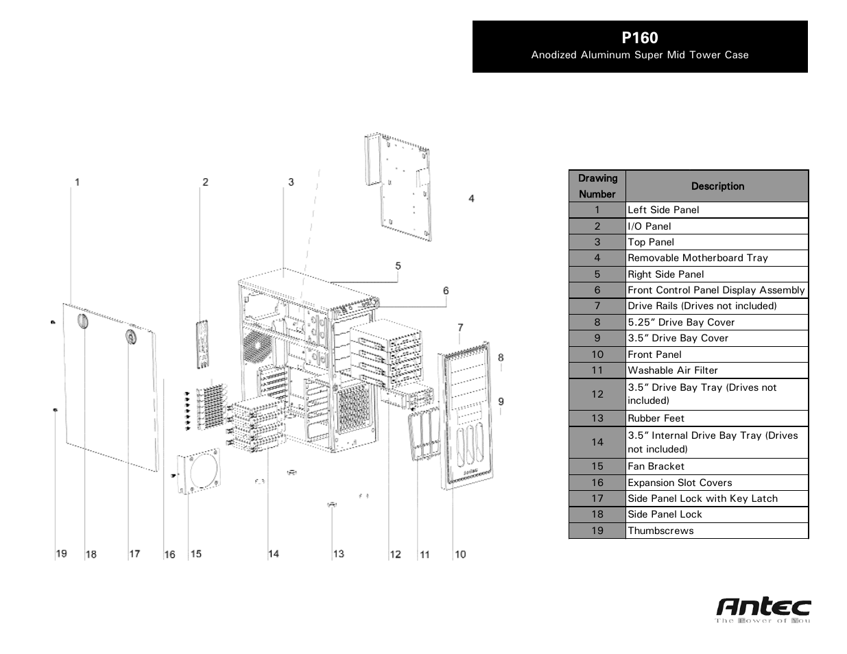 Antec P160 User Manual | 1 page