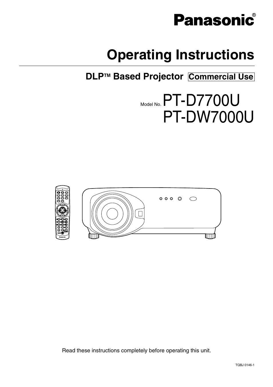 Panasonic PT-DW7700 ENG User Manual | 116 pages