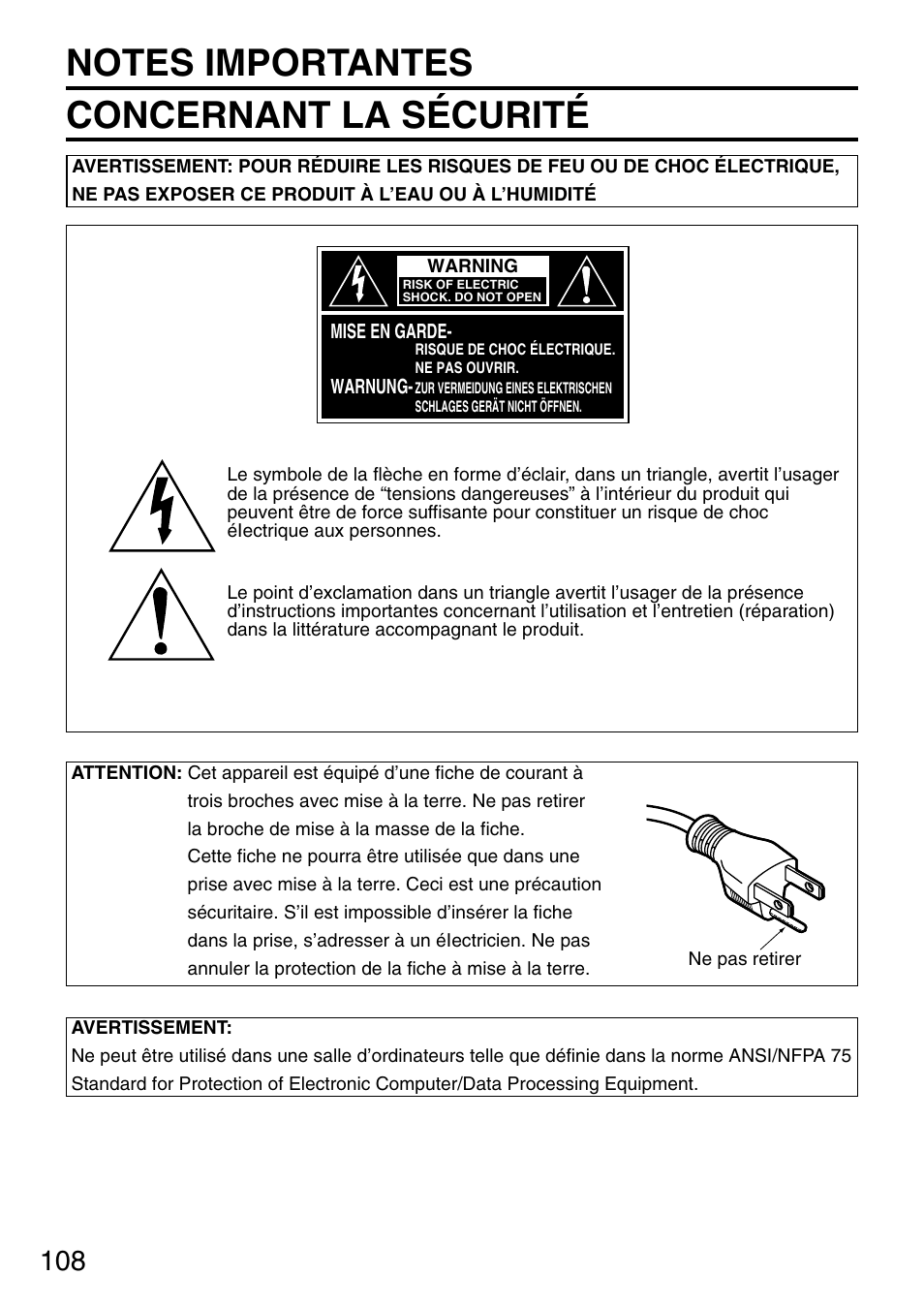 Panasonic PT-DW7700 ENG User Manual | Page 108 / 116