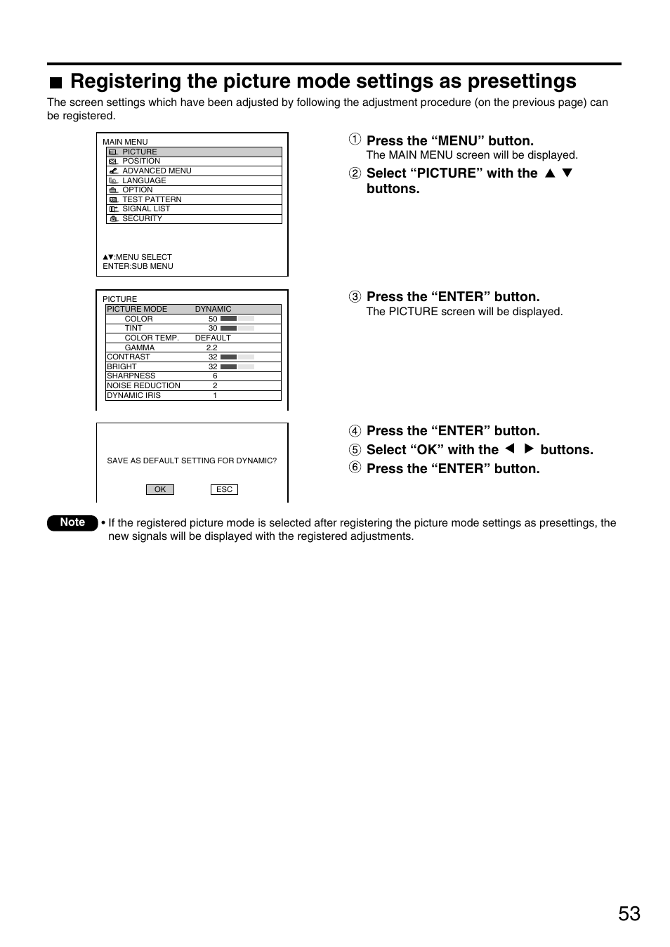 Press the “menu” button | Panasonic PT-DW7700 ENG User Manual | Page 53 / 116