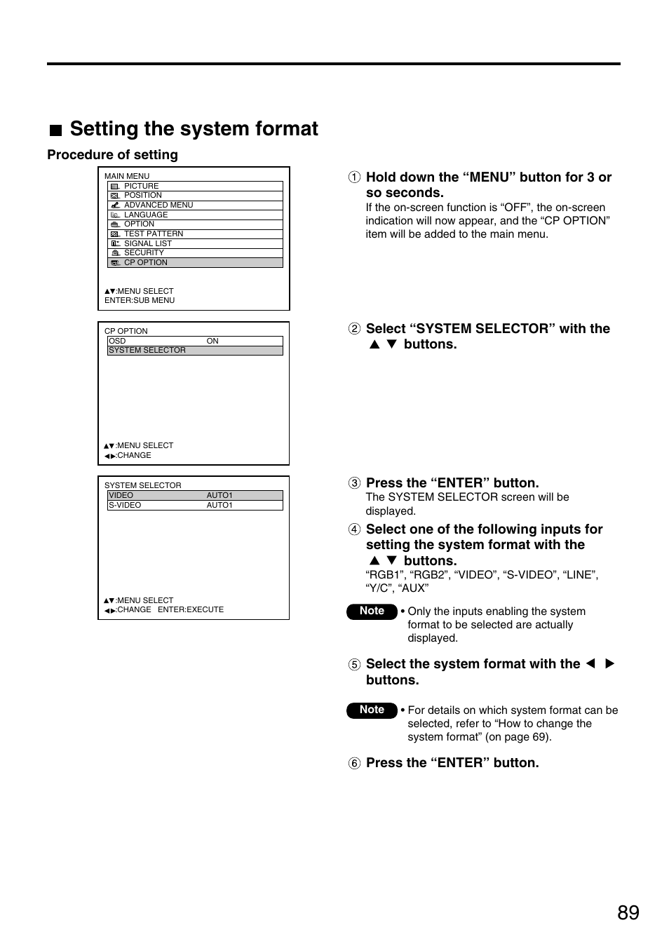 Setting the system format | Panasonic PT-DW7700 ENG User Manual | Page 89 / 116