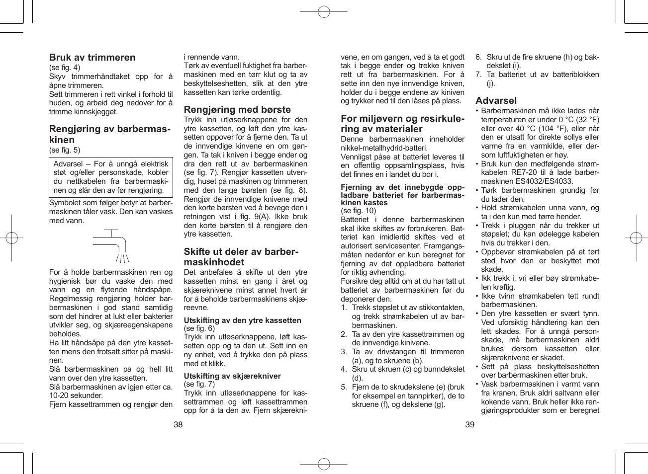 Panasonic ES4033 User Manual | Page 20 / 37