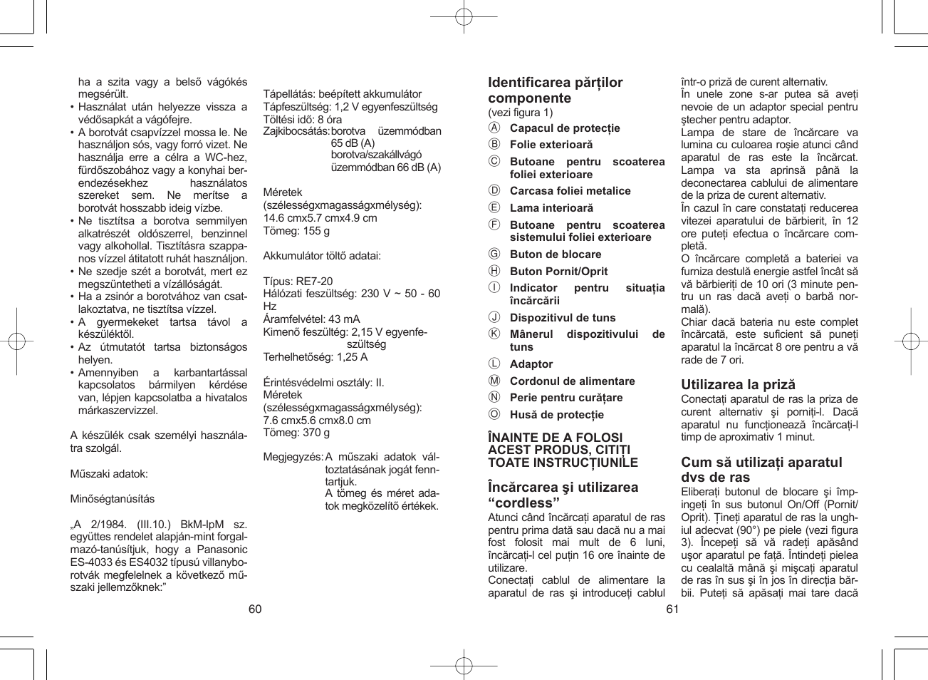 Panasonic ES4033 User Manual | Page 31 / 37