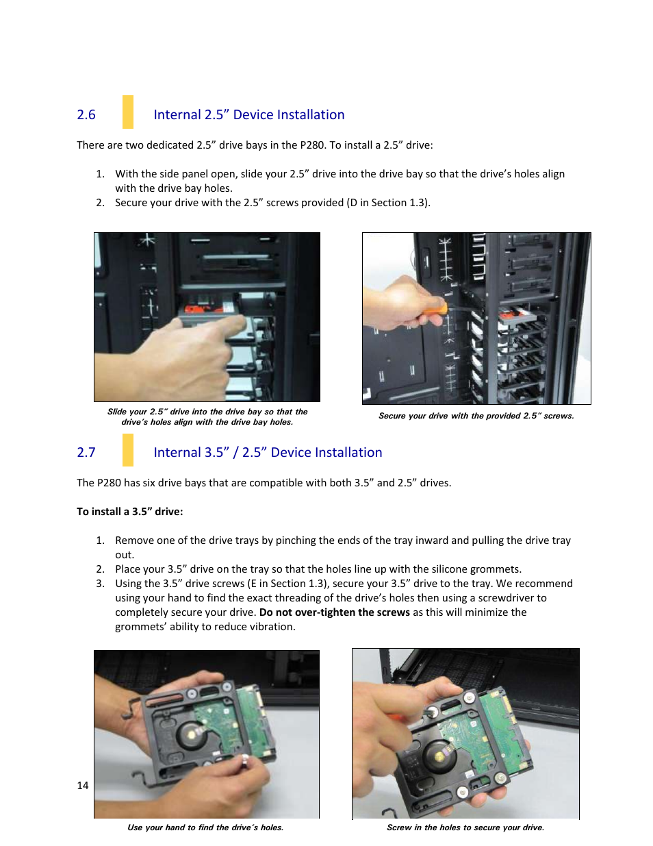 6 internal 2.5” device installation | Antec P280 User Manual | Page 14 / 25