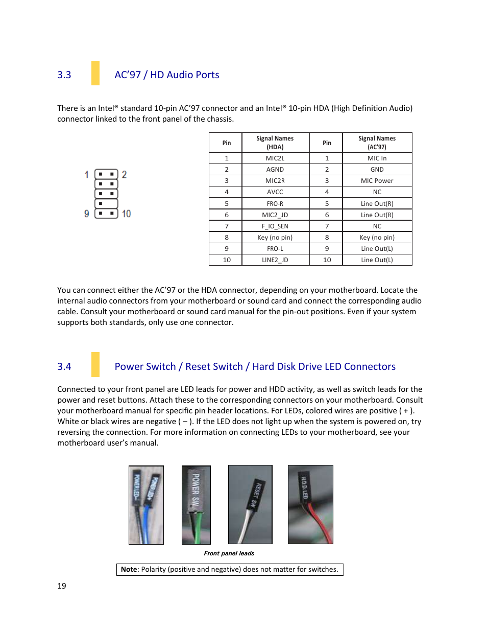 3 ac’97 / hd audio ports | Antec P280 User Manual | Page 19 / 25