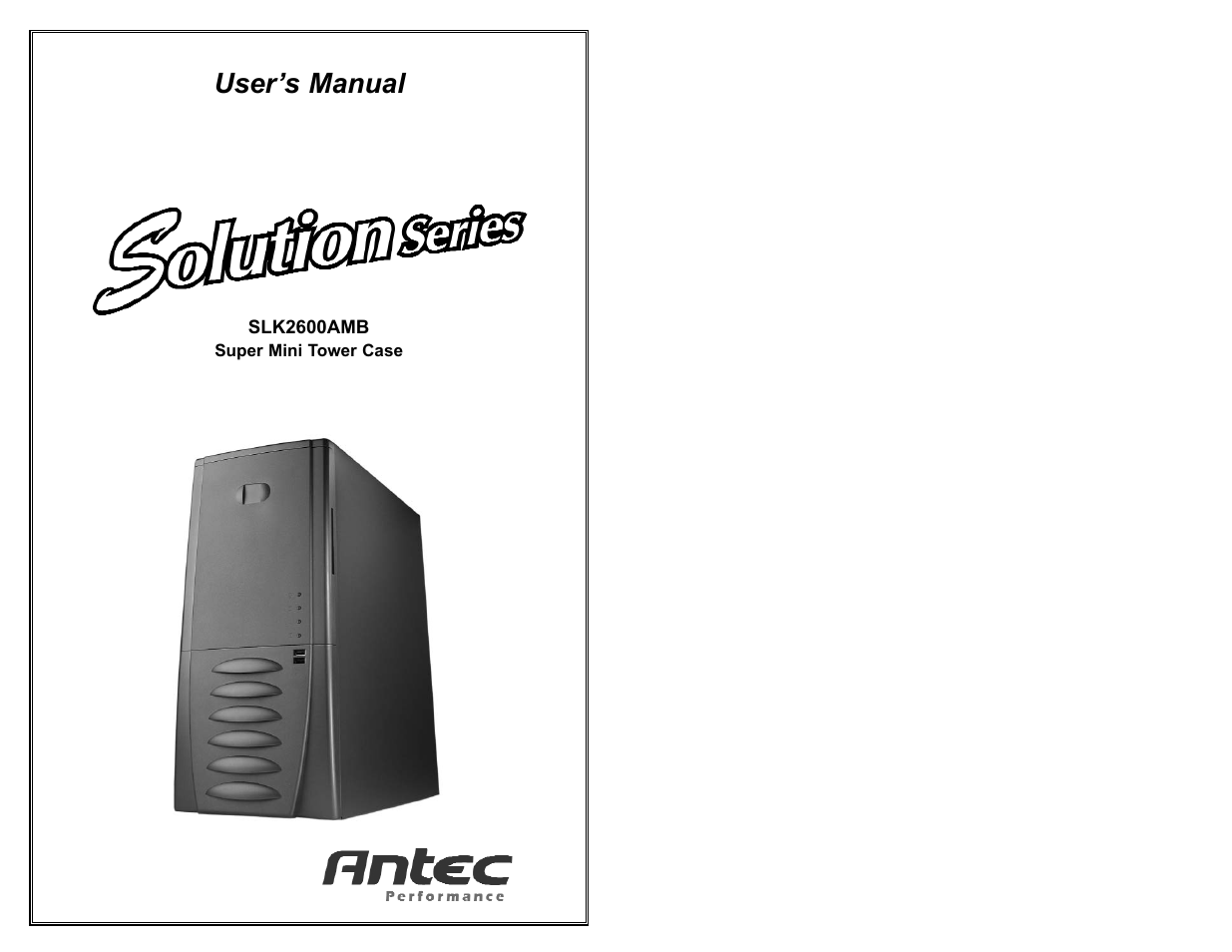 Antec SOLUTION SLK2600AMB User Manual | 3 pages