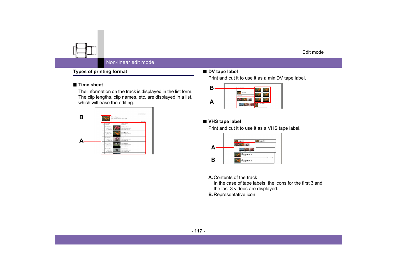 Types of printing format | Panasonic MotionDV STUDIO 5.6E LE eng User Manual | Page 117 / 260