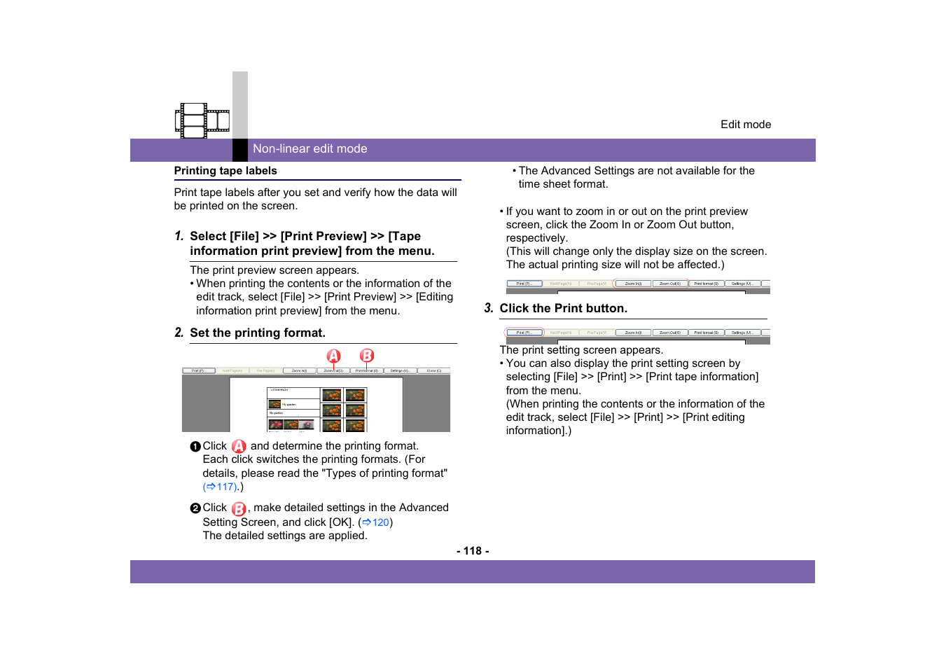 Printing tape labels | Panasonic MotionDV STUDIO 5.6E LE eng User Manual | Page 118 / 260