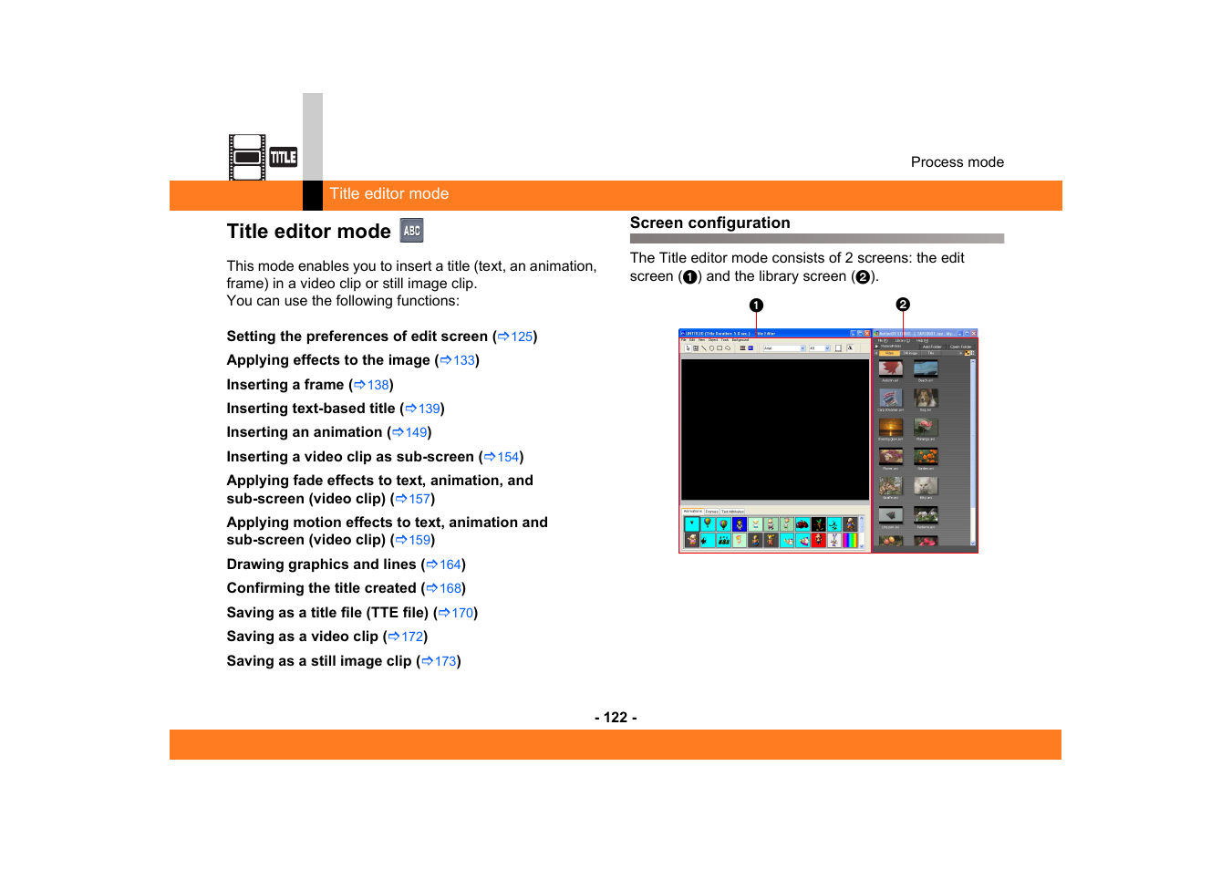 Title editor mode, Screen configuration | Panasonic MotionDV STUDIO 5.6E LE eng User Manual | Page 122 / 260