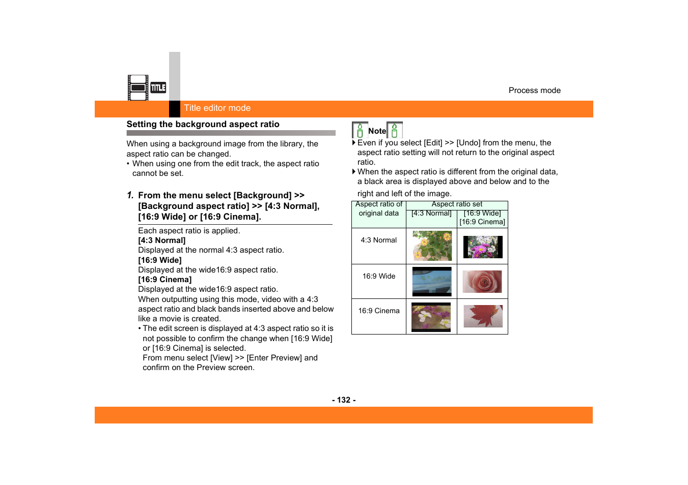 Setting the background aspect ratio | Panasonic MotionDV STUDIO 5.6E LE eng User Manual | Page 132 / 260