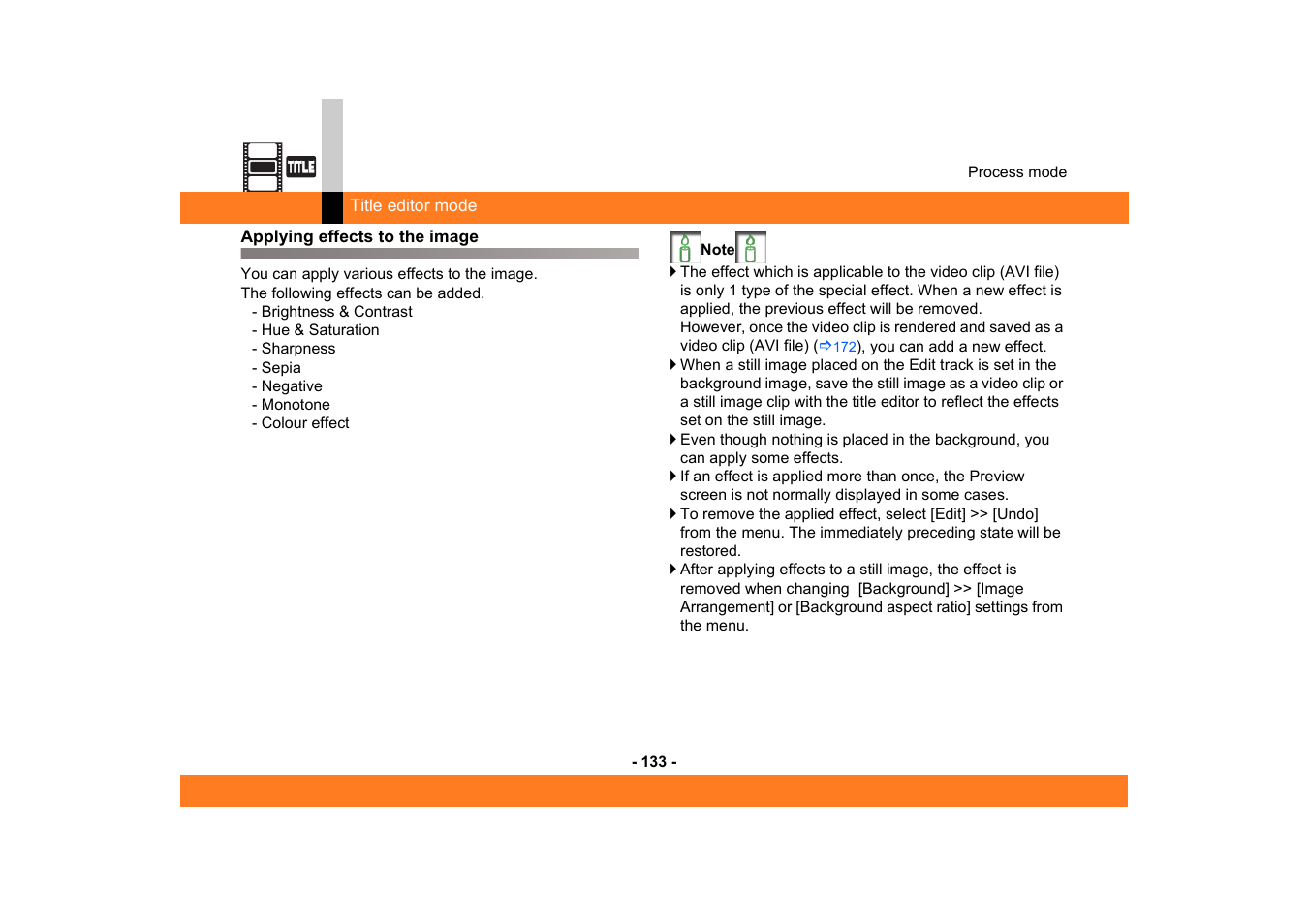 Applying effects to the image | Panasonic MotionDV STUDIO 5.6E LE eng User Manual | Page 133 / 260