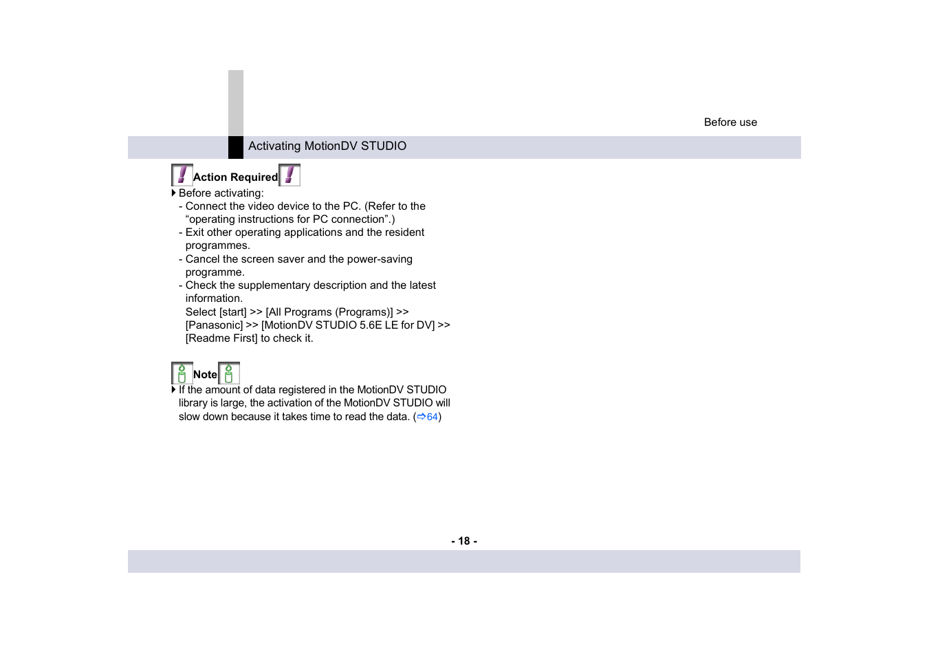 Panasonic MotionDV STUDIO 5.6E LE eng User Manual | Page 18 / 260