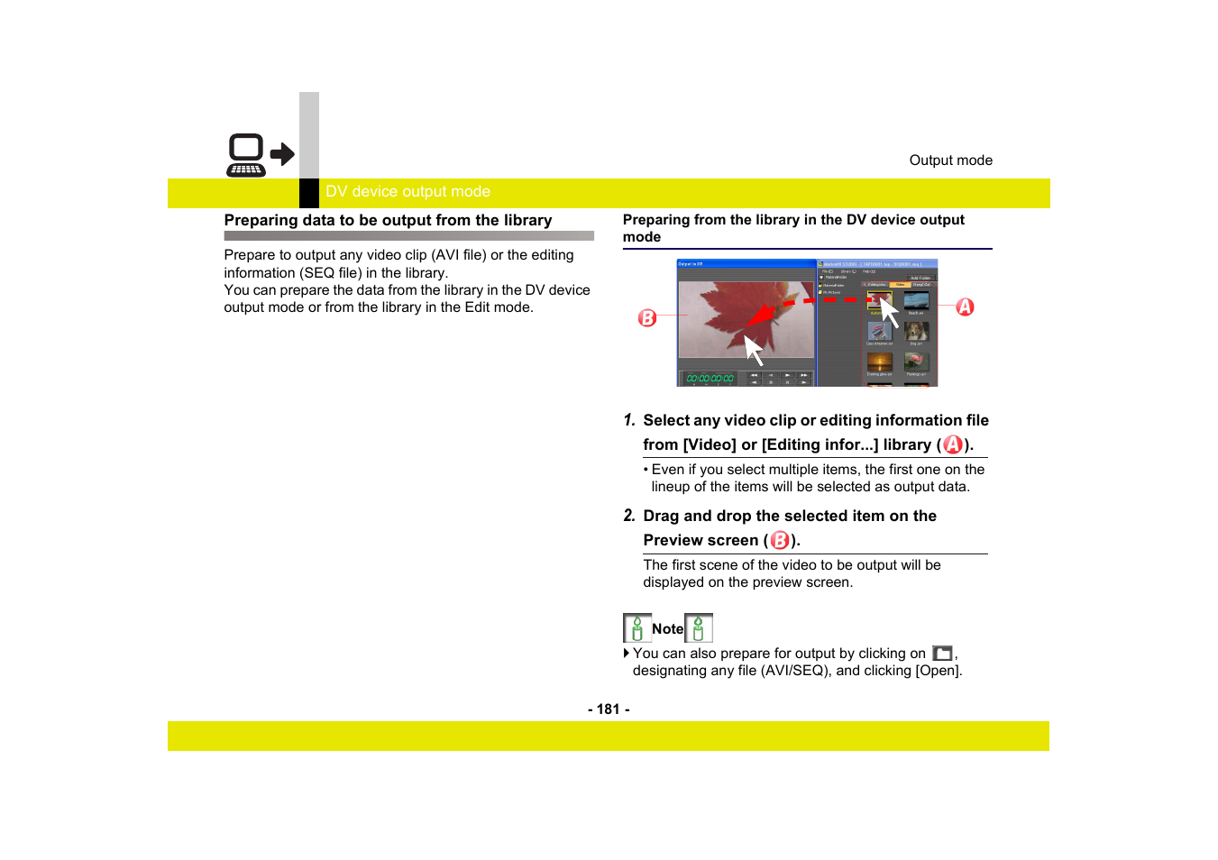 Preparing data to be output from the library | Panasonic MotionDV STUDIO 5.6E LE eng User Manual | Page 181 / 260