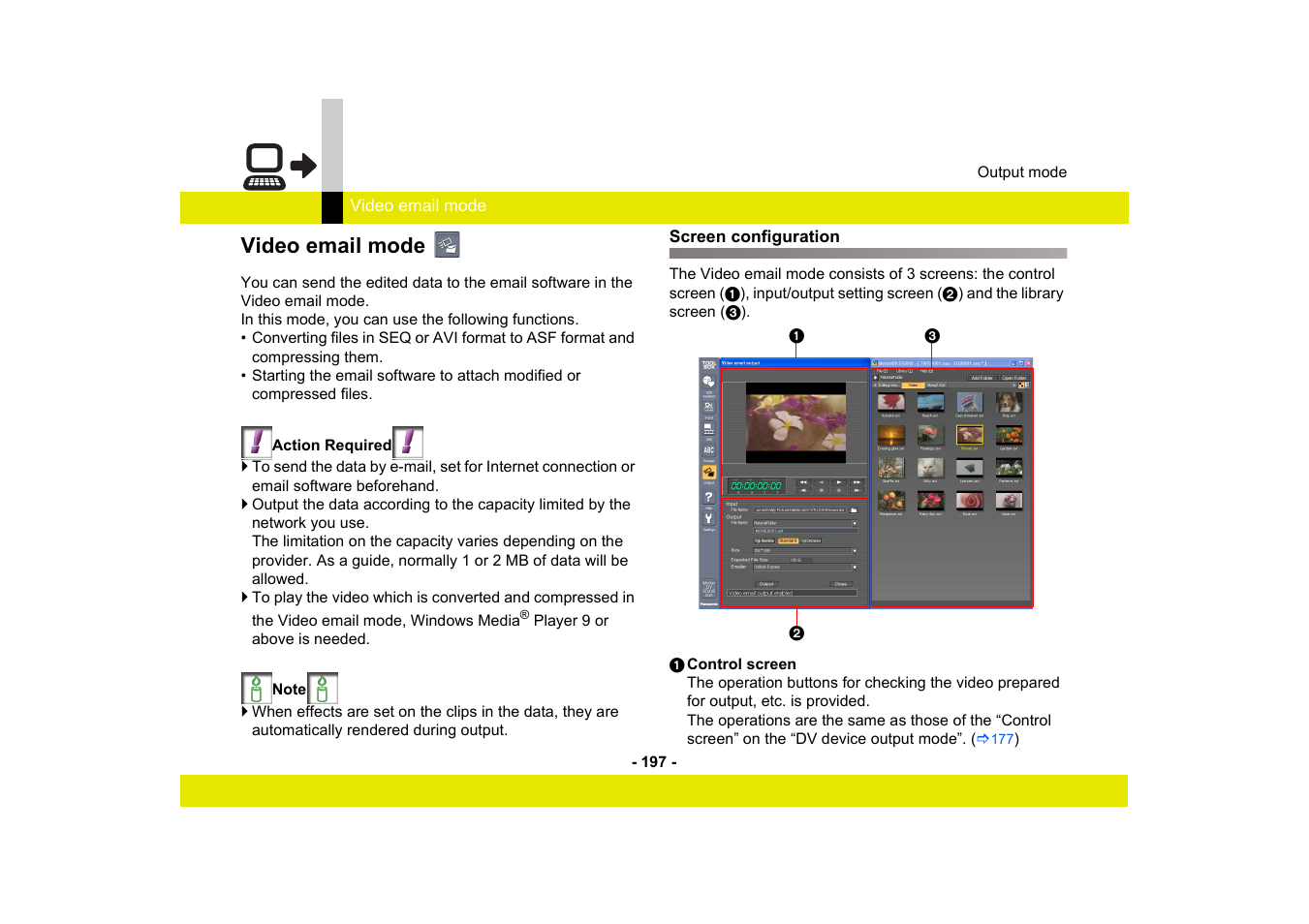Video email mode, Screen configuration | Panasonic MotionDV STUDIO 5.6E LE eng User Manual | Page 197 / 260
