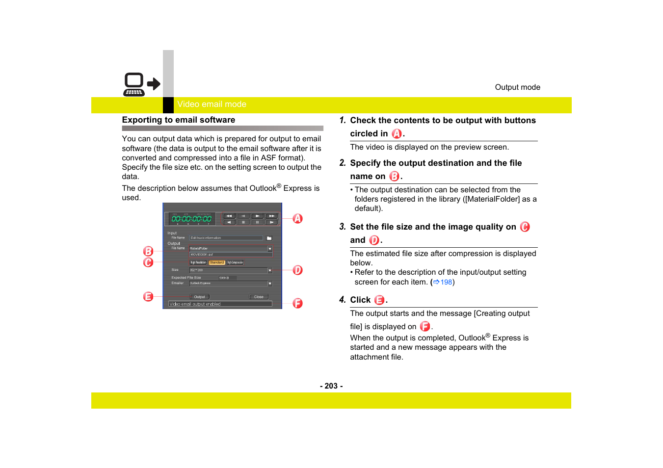 Exporting to email software | Panasonic MotionDV STUDIO 5.6E LE eng User Manual | Page 203 / 260