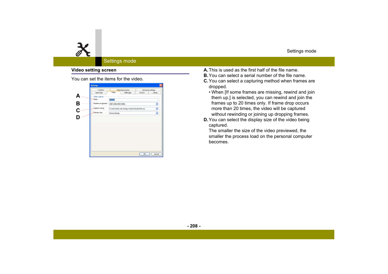 Video setting screen | Panasonic MotionDV STUDIO 5.6E LE eng User Manual | Page 208 / 260