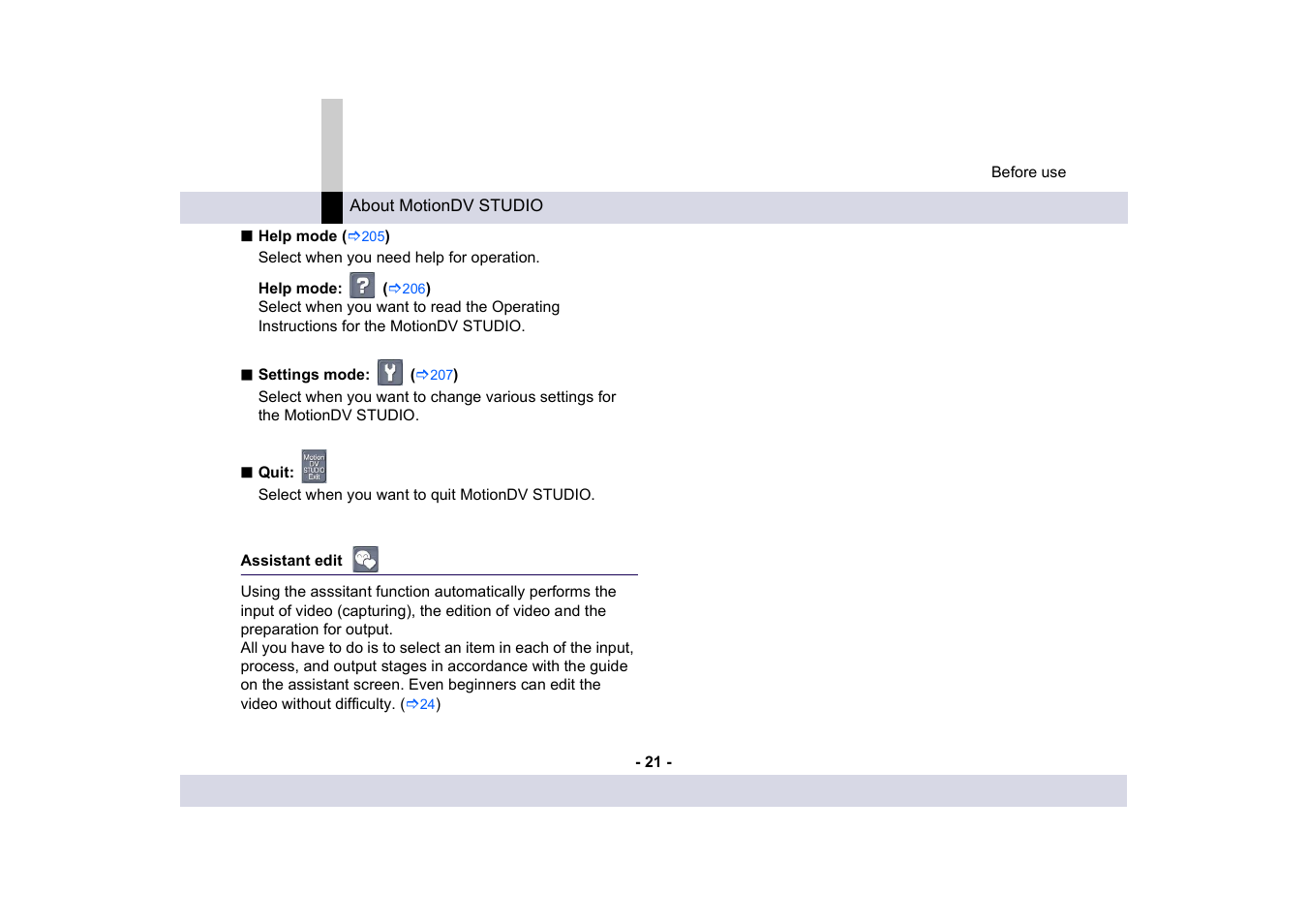 Assistant edit | Panasonic MotionDV STUDIO 5.6E LE eng User Manual | Page 21 / 260