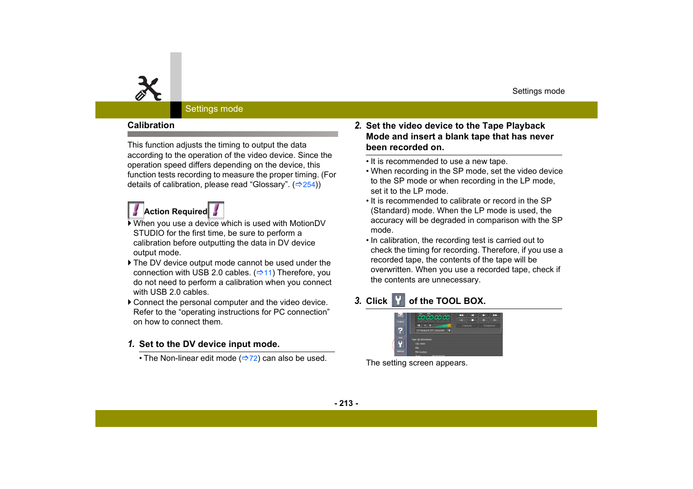 Calibration | Panasonic MotionDV STUDIO 5.6E LE eng User Manual | Page 213 / 260