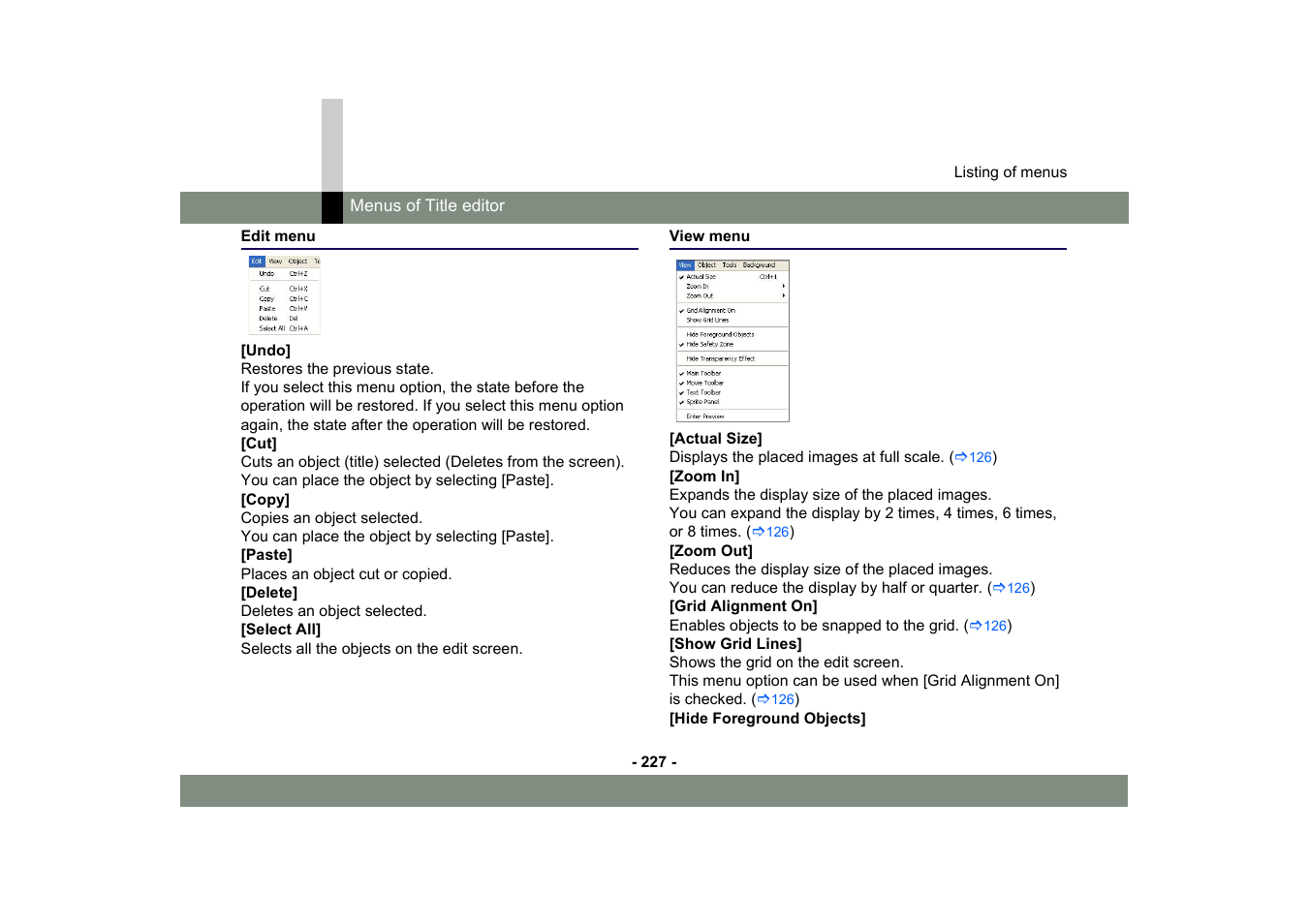 Edit menu, View menu, Edit menu view menu | Panasonic MotionDV STUDIO 5.6E LE eng User Manual | Page 227 / 260