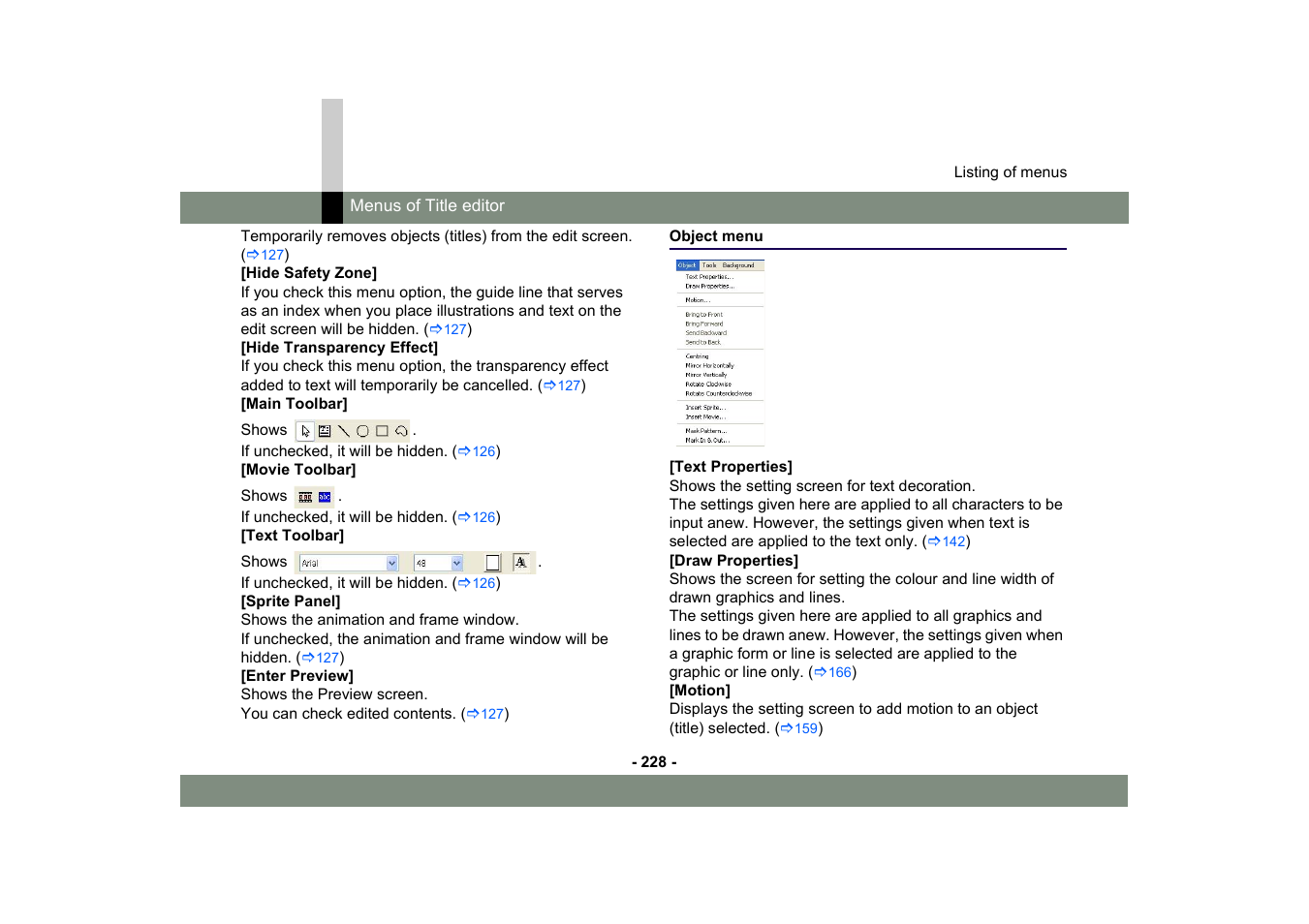 Object menu | Panasonic MotionDV STUDIO 5.6E LE eng User Manual | Page 228 / 260