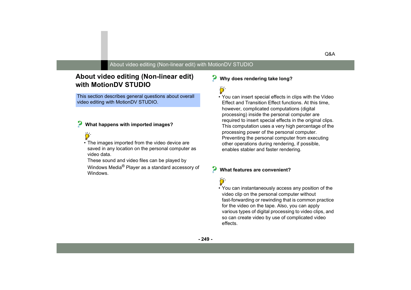 Panasonic MotionDV STUDIO 5.6E LE eng User Manual | Page 249 / 260