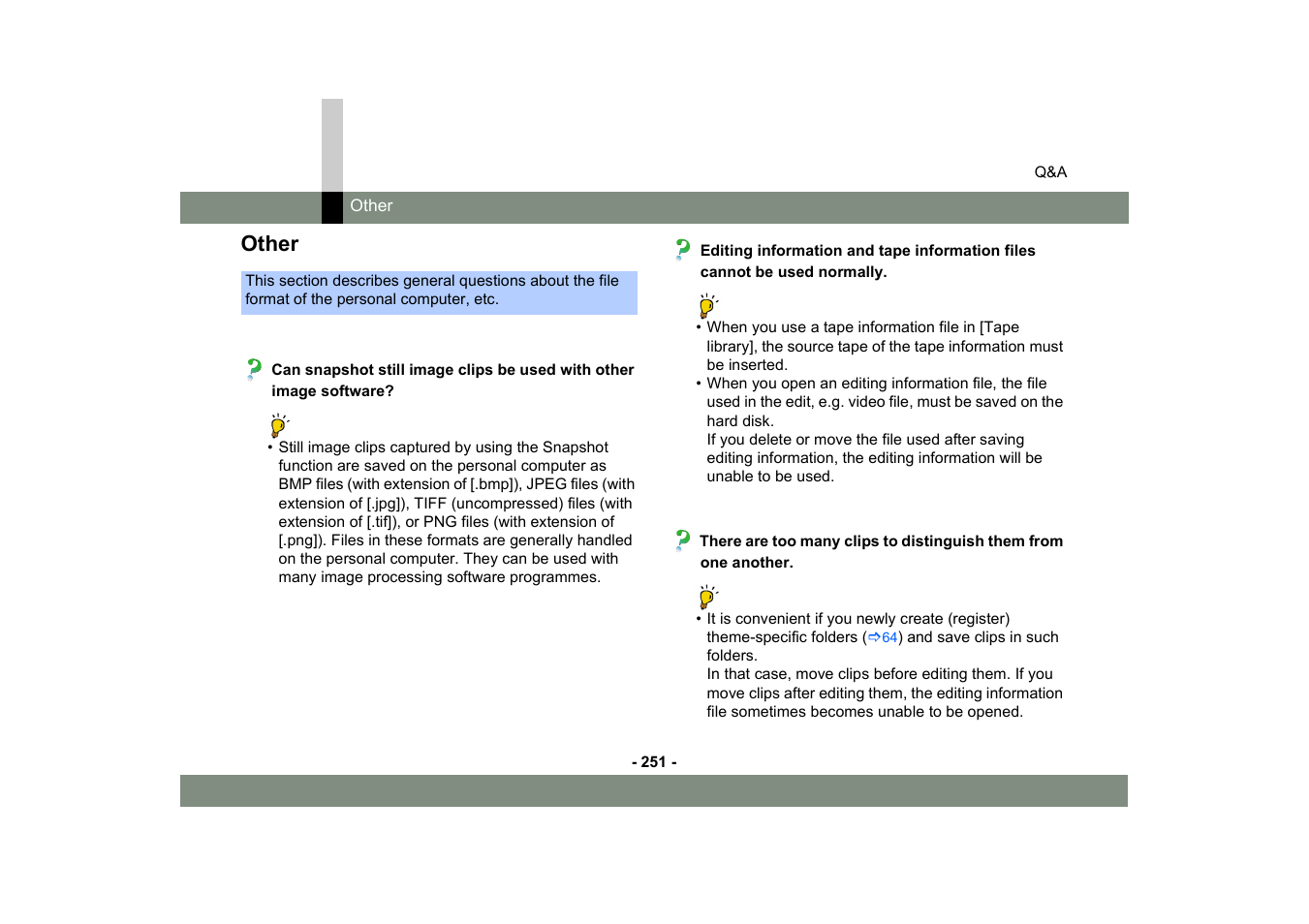 Other | Panasonic MotionDV STUDIO 5.6E LE eng User Manual | Page 251 / 260
