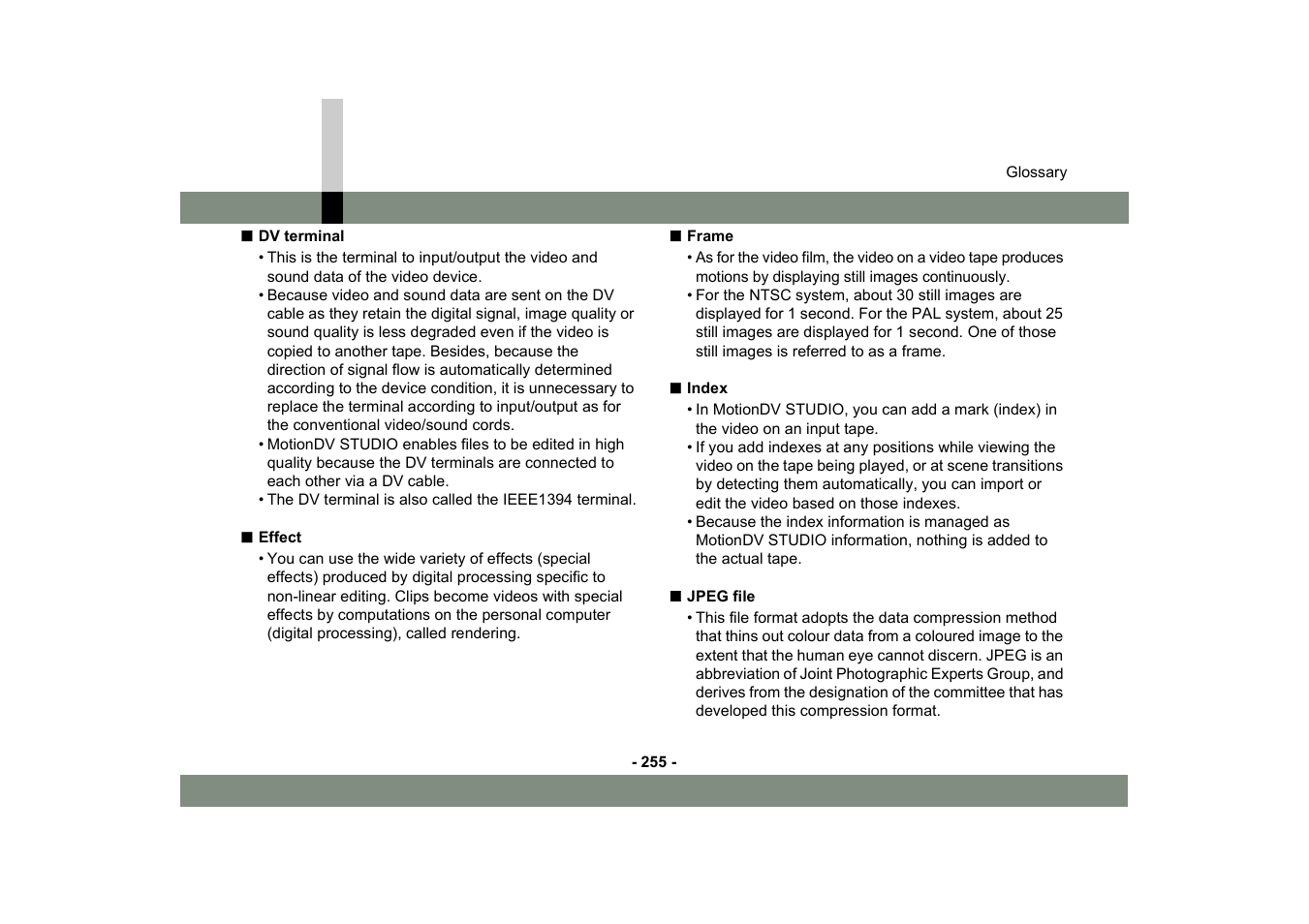 Panasonic MotionDV STUDIO 5.6E LE eng User Manual | Page 255 / 260