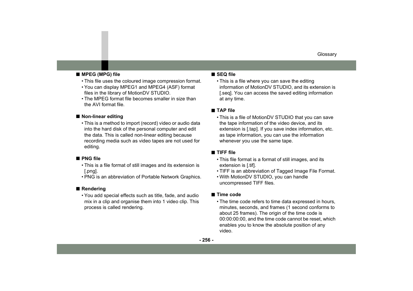 Panasonic MotionDV STUDIO 5.6E LE eng User Manual | Page 256 / 260