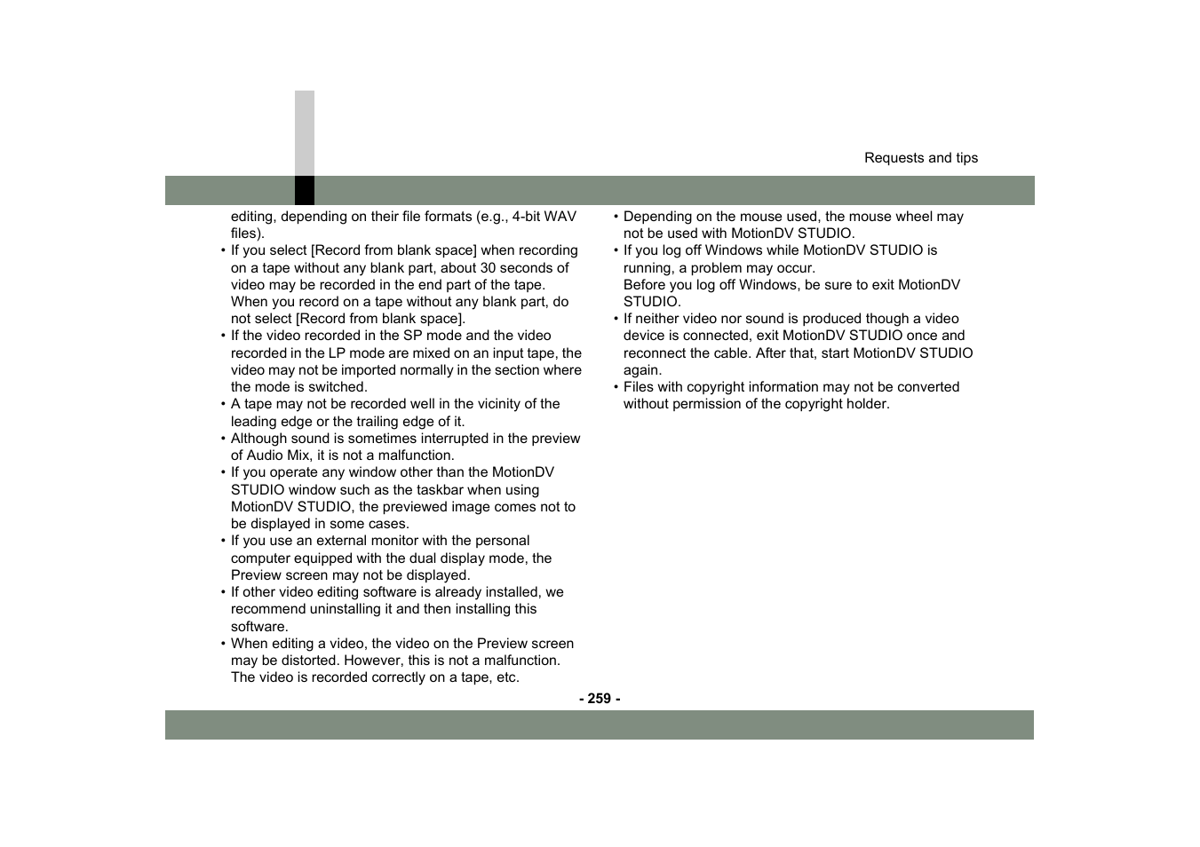 Panasonic MotionDV STUDIO 5.6E LE eng User Manual | Page 259 / 260