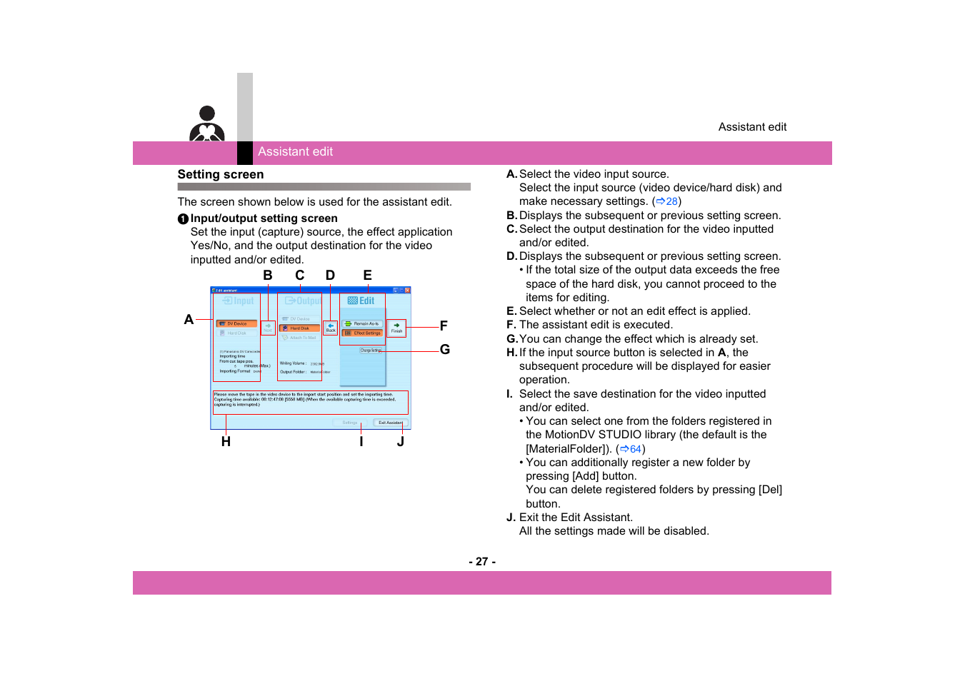 Setting screen | Panasonic MotionDV STUDIO 5.6E LE eng User Manual | Page 27 / 260