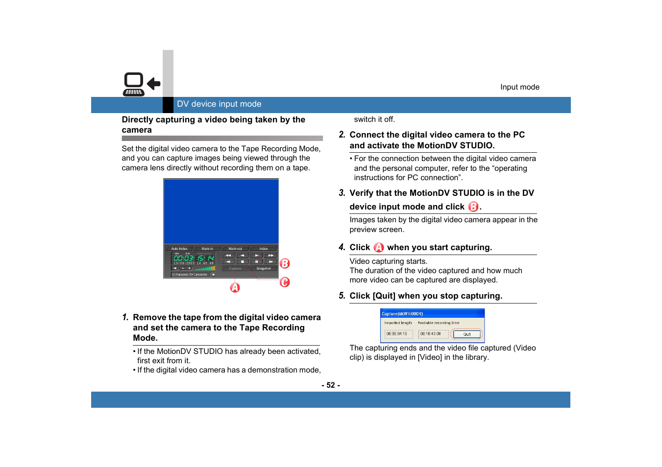 Panasonic MotionDV STUDIO 5.6E LE eng User Manual | Page 52 / 260