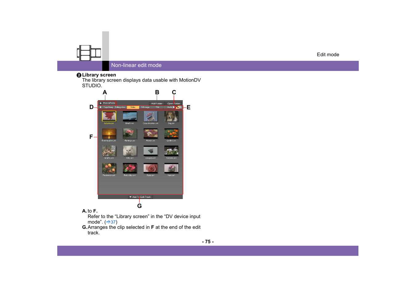Panasonic MotionDV STUDIO 5.6E LE eng User Manual | Page 75 / 260