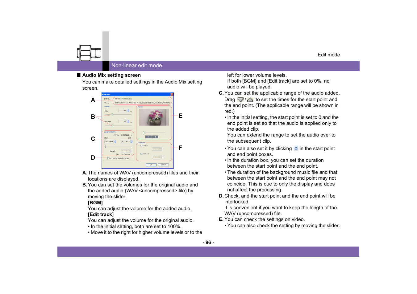 Panasonic MotionDV STUDIO 5.6E LE eng User Manual | Page 96 / 260