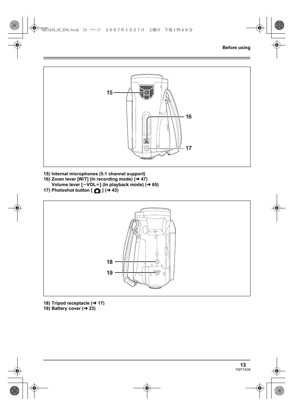 Panasonic HDC-SD1 User Manual | Page 13 / 124