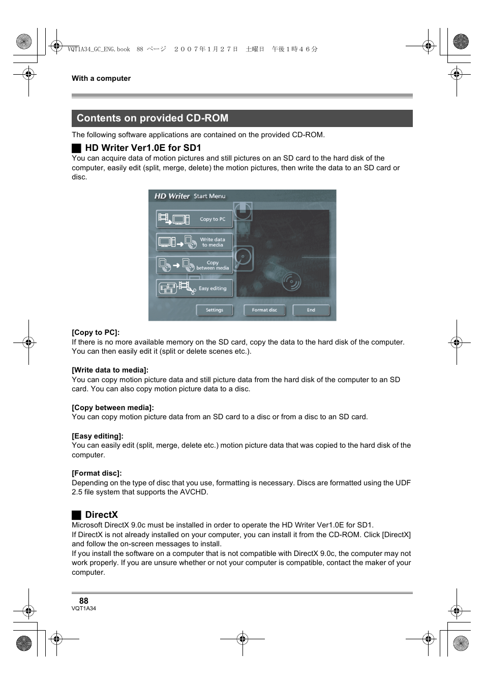 Contents on provided cd-rom | Panasonic HDC-SD1 User Manual | Page 88 / 124