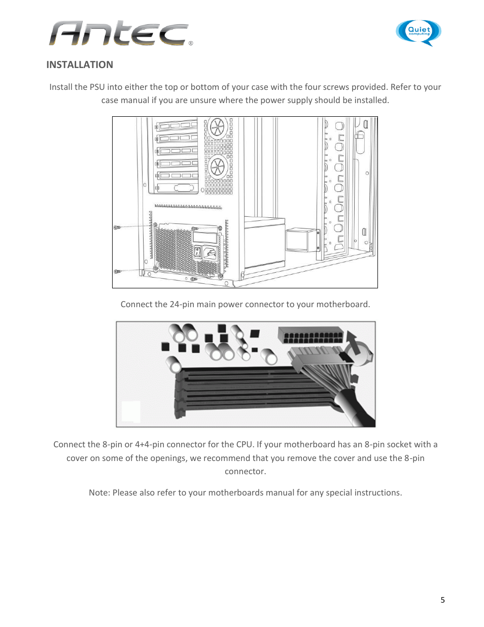 Antec HCG-520 User Manual | Page 5 / 7