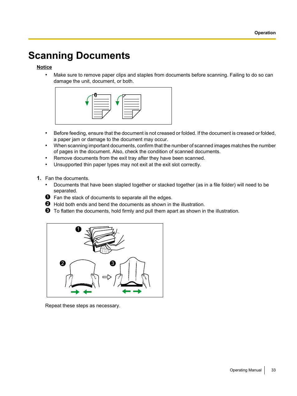 Scanning documents | Panasonic KV-S1026C User Manual | Page 33 / 64