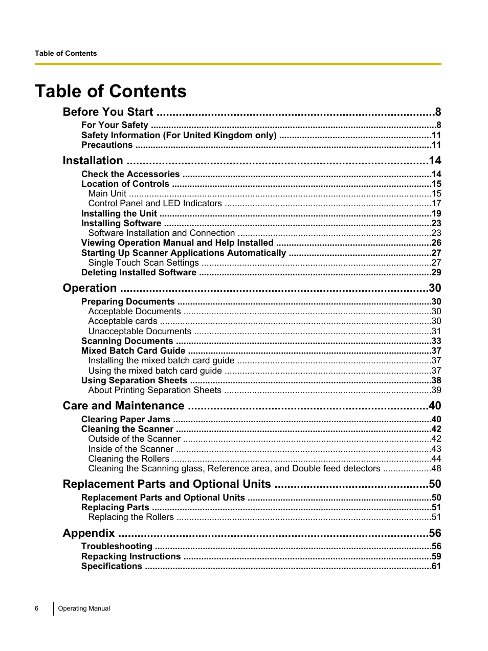 Panasonic KV-S1026C User Manual | Page 6 / 64