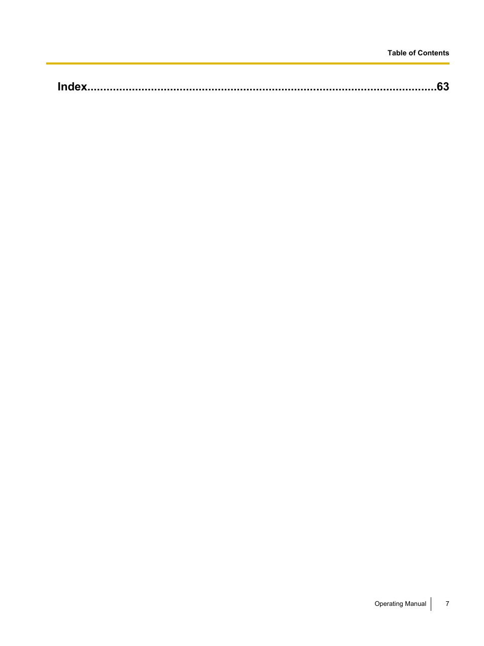 Index | Panasonic KV-S1026C User Manual | Page 7 / 64