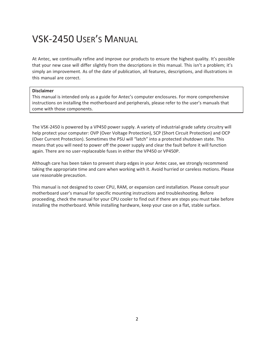 Vsk‐2450, Anual | Antec VSK2450 User Manual | Page 3 / 13