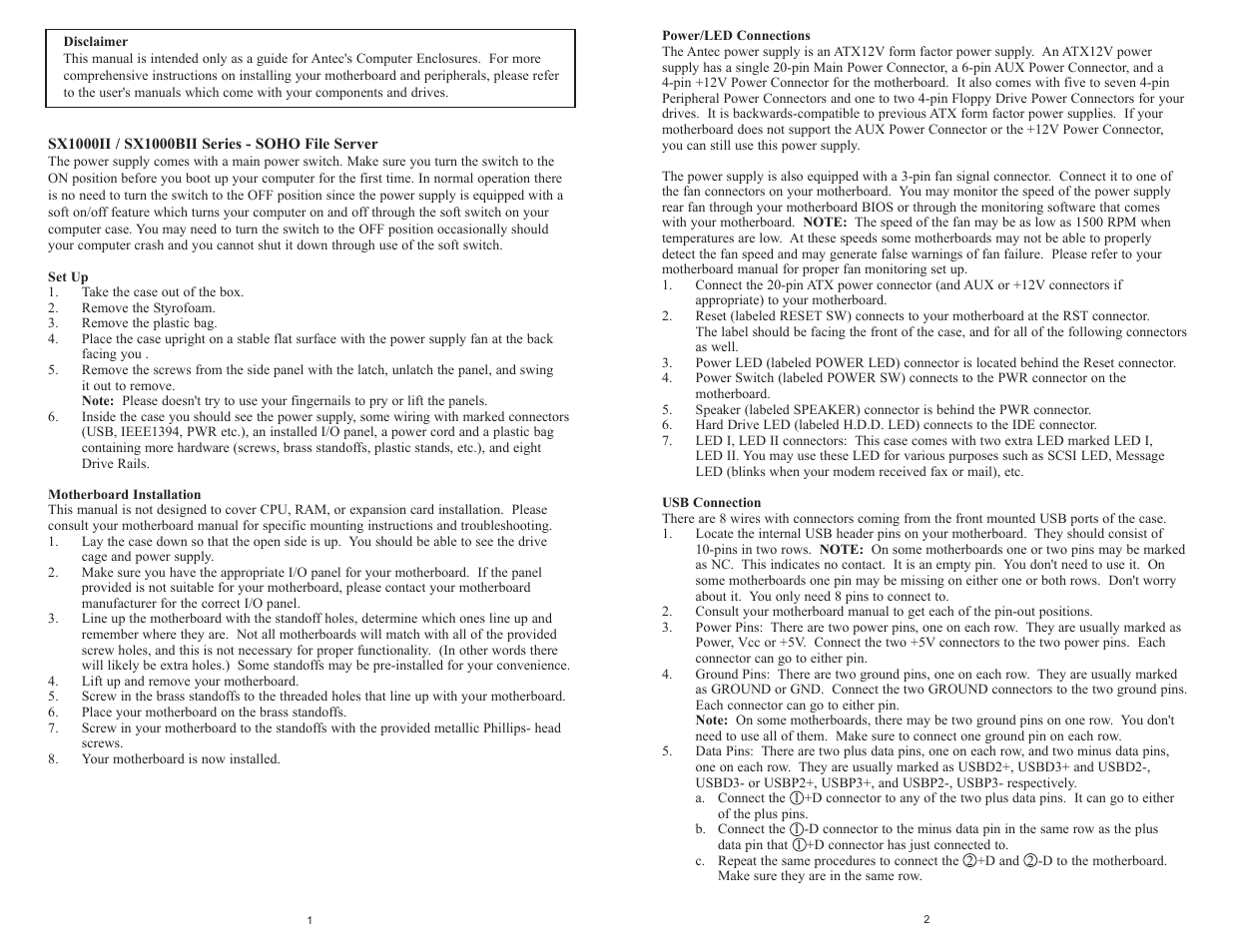 Antec PERFORMANCE II SERIES SX1000BII User Manual | Page 2 / 4