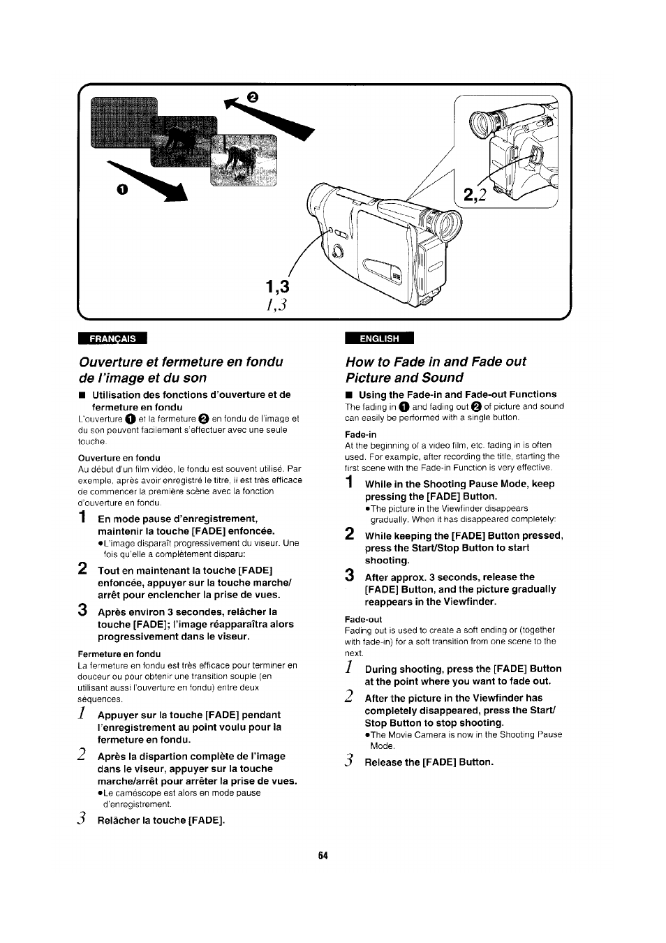 How to fade in and fade out picture and sound | Panasonic NV-RX1-2-5 User Manual | Page 60 / 113
