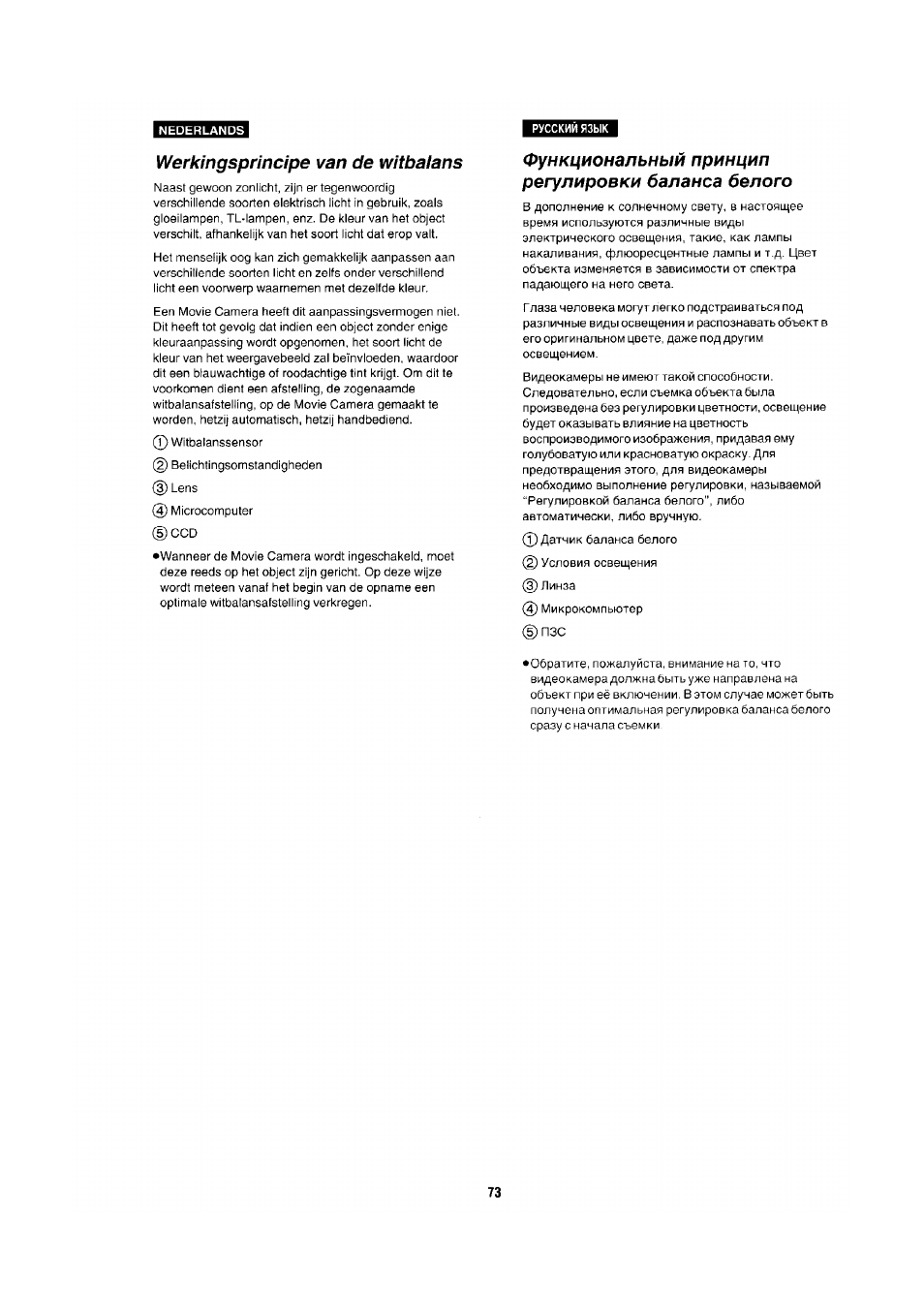 Werkingsprincipe van de witbalans, Функциональный принцип регулировки баланса белого | Panasonic NV-RX1-2-5 User Manual | Page 69 / 113
