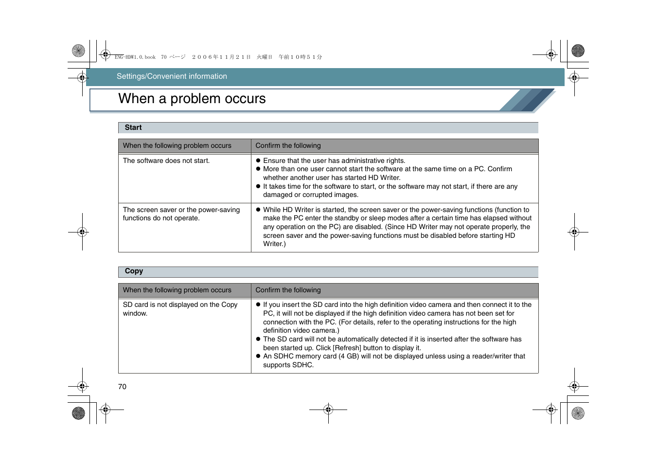 When a problem occurs | Panasonic -eng User Manual | Page 70 / 76