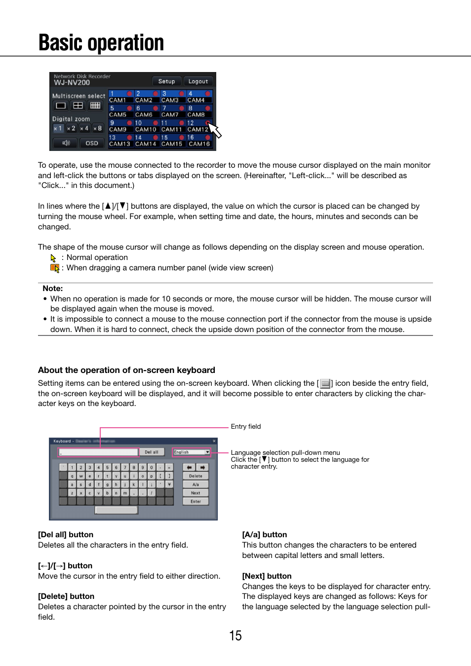 Basic operation | Panasonic WJ-NV200 - User Manual | Page 15 / 97