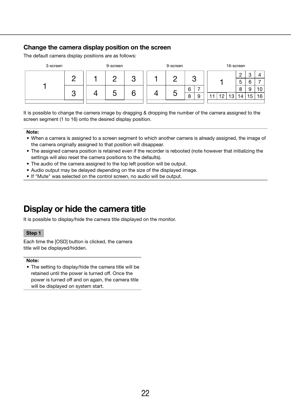 Display or hide the camera title | Panasonic WJ-NV200 - User Manual | Page 22 / 97