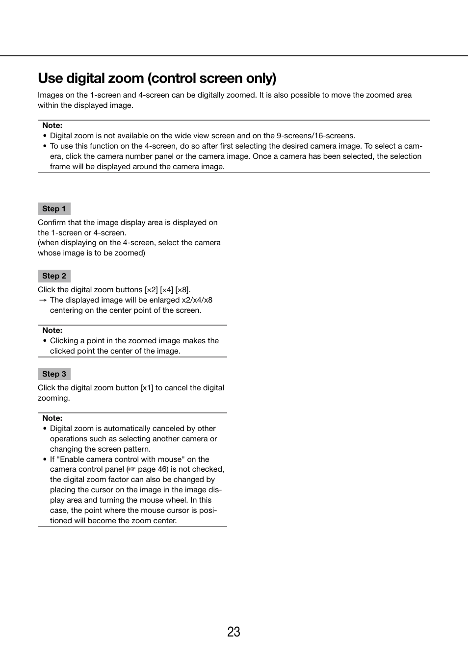 Use digital zoom (control screen only), 22 23 use digital zoom (control screen only) | Panasonic WJ-NV200 - User Manual | Page 23 / 97